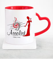 BK Gift Kişiye Özel Mesleki Assolist Kırmızı Kalpli Kupa Bardak