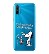 Snoopy Tasarımlı Süper Şeffaf Silikon Telefon Kılıfı Oppo Realmi C3