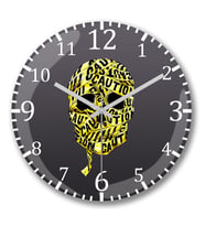 Caution Skull 2 Duvar Saati Bombeli Gercek Cam