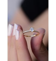 Tek Taş Zirkon Taşlı Ayarlanabilir Kadın 14 K Rose veya Altın Kaplama Yüzük (Gold)