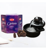 Opium HEM Backflow Geri Akış Koni Tütsü ve Şelale Tütsülük Seti (Renksiz)