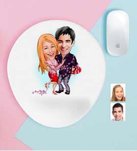 BK Gift Kişiye Özel Sevgililer Karikatürlü Bilek Destekli Mouse Pad-2 (Beyaz)