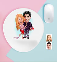 BK Gift Kişiye Özel Sevgililer Karikatürlü Bilek Destekli Mouse Pad-2 (Beyaz)