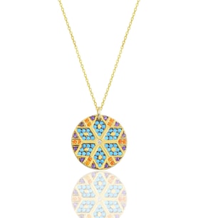 Söğütlü Silver Gümüş gold yuvarlak kilim kolye