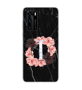 Mermer Çiçekli Harf Tasarım Süper Şeffaf Silikon Telefon Kılıfı Huawei P40 I-Har