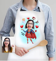 BK Gift Kişiye Özel Süper Anne Karikatür Mutfak Önlüğü