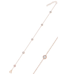 Söğütlü Silver Gümüş rose sıra taşlı halhal
