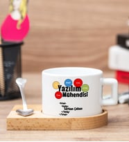Yazılım Mühendisine Hediye Ahşap Altlıklı Fincan