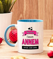 Canım Annem İçi Ve Kulpu Renkli Kupa Bardak
