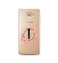 Pembe Çiçekli Harf Tasarım Süper Şeffaf Silikon Telefon Kılıfı Samsung C9 Pro I-