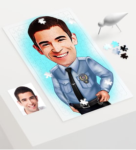 BK Gift Kişiye Özel Bay Polis Karikatür 240 Parça A3 Puzzle  1