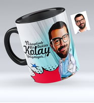 BK Gift Kişiye Özel Bay Doktor Karikatürlü Siyah Kupa Bardak  5