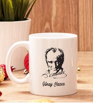 Atatürk Siluetli Beyaz Kupa Bardak