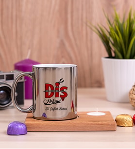 Diş Hekimi Ahşap Altlıklı Mumlu Silver Kupa Bardak