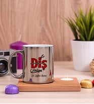 Diş Hekimi Ahşap Altlıklı Mumlu Silver Kupa Bardak