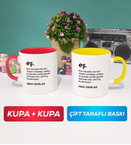 İkili Çiftlere Özel Eş Kupa Bardak Kırmızı Sarı