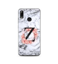 Mermer Çiçekli Harf Tasarım Süper Şeffaf Silikon Telefon Kılıfı Huawei PSmart 20