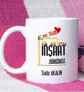 Mesajlı İnşaat Mühendisi Tasarımlı Kişiye Özel İnşaat Mühendisi Kupa Bardak
