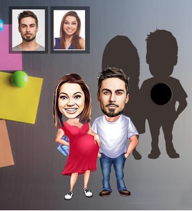 Kişiye Özel Sevgili Karikatürlü Ahşap Magnet Model 14
