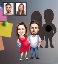 Kişiye Özel Sevgili Karikatürlü Ahşap Magnet Model 14