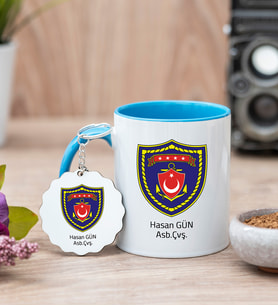 Deniz Kuvvetleri Mavi Kupa Bardak Ve Anahtarlık Set