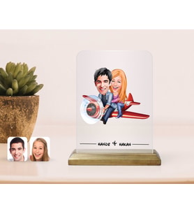 BK Gift Kişiye Özel Sevgililer Karikatürlü Çerçeve-11 (Beyaz)