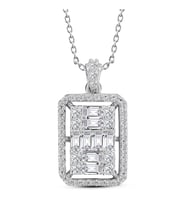 Modern Tasarım 0.55 Ct Baget Kare Tektaş Kolye