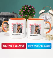 İkili Sevgiliye Sevgililer Günü Hediyesi 12 Kupa Bardak Turuncu