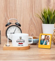 Elektrik Teknikeri Fincan ve Turuncu Mini Fotoğraf Çerçevesi