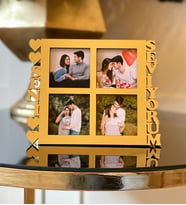 Kişiye Özel 4 Fotoğraflı Seni Seviyorum Mdf Çerçeve Gold