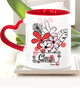 BK Gift Kişiye Özel Canım Annem Kırmızı Kalpli Kupa Bardak  17