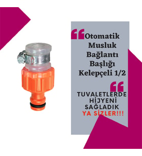 Otomatik Musluk Bağlantı Başlığı Kelepçeli 1/2 (Gri - Turuncu)