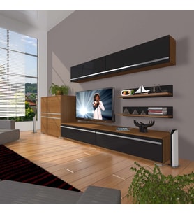 Decoraktiv Eko 6y Mdf Std Tv Ünitesi Tv Sehpası (Siyah - Ceviz)