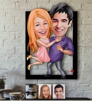 BK Gift Kişiye Özel Sevgililer Karikatürlü 3D Ahşap Tablo-3