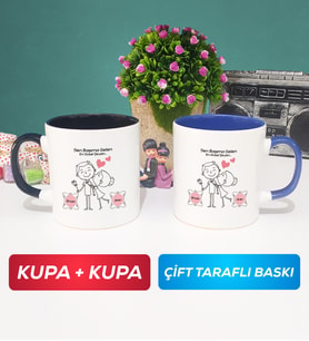 İkili Sen Başıma Gelen En Güzel Şeysin Sevgililer Günü Hediyesi Kupa Bardak Siyah Lacivert