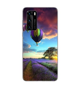 Lavanta Bahçesi Tasarımlı Süper Şeffaf Silikon Telefon Kılıfı Huawei P40 Pro