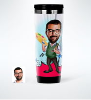 BK Gift Kişiye Özel Bay Ressam Karikatürlü Çelik Termos Bardak  1