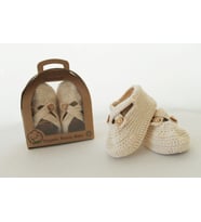 Yeni Doğan Bebek Hediyesi Patik Unisex Krem Organic Bonny Baby El Yapımı Organik Bebek Patiği (Krem)