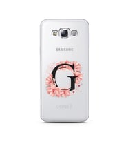 Pembe Çiçekli Harf Tasarım Süper Şeffaf Silikon Telefon Kılıfı Samsung E7 G-Harf