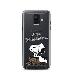 Snoopy Tasarımlı Süper Şeffaf Silikon Telefon Kılıfı Samsung A6 (2018)