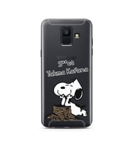 Snoopy Tasarımlı Süper Şeffaf Silikon Telefon Kılıfı Samsung A6 (2018)