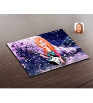 BK Gift Kişiye Özel Kadın Gitarist Karikatürlü Ahşap Puzzle-1