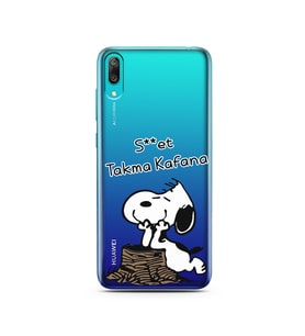 Snoopy Tasarımlı Süper Şeffaf Silikon Telefon Kılıfı Huawei Y7 Prime 2019