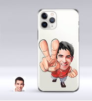 BK Gift Kişiye Özel Erkek Karikatürlü iPhone 11 Pro İnce Şeffaf Silikon Telefon Kapağı-33 (Beyaz)