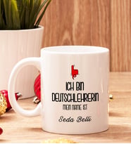 Bayan Almanca Öğretmenine Hediye Beyaz Kupa Bardak