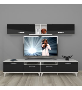 Decoraktiv Eko 5220 Slm Retro Tv Ünitesi Tv Sehpası (Beyaz-Siyah)