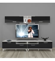 Decoraktiv Eko 5220 Slm Retro Tv Ünitesi Tv Sehpası (Beyaz-Siyah)