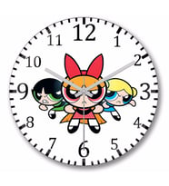 Powerpuff    Girls   Duvar Saati Bombeli Gercek Cam