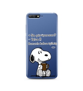 Snoopy Tasarımlı Süper Şeffaf Silikon Telefon Kılıfı Huawei Y6 2018