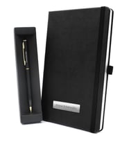 Kişiye Özel Siyah Defter & Gold Detaylı Tükenmez Kalem Hediye Seti (Siyah)